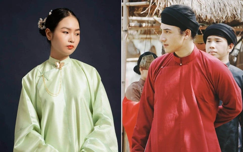 Xu hướng 2025 chụp hình áo dài ngũ thân cặp đôi mới nhất