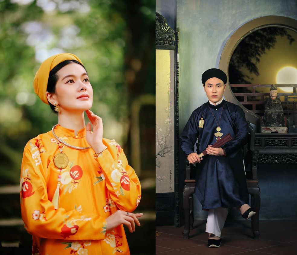 Xu hướng 2025 chụp hình áo dài ngũ thân cặp đôi mới nhất