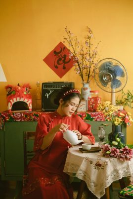 chụp hình Tết tại nhà