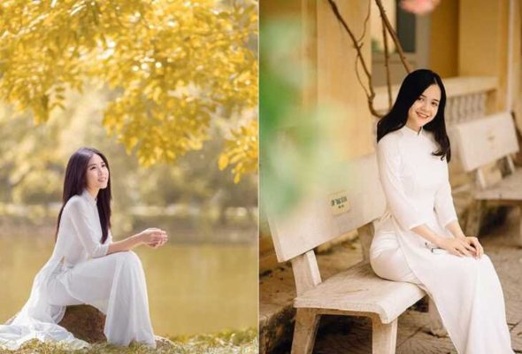 Cách chụp ảnh với áo dài trắng tạo nét đẹp mong manh